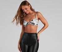 Making Headlines Satin Bralette Top