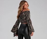 Boho Bell Paisley Off-The-Shoulder Top