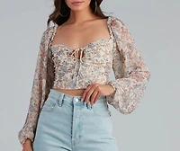 Springtime Paisley Chiffon Crop Top