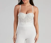 Gleam And Glow Rhinestone Pearl Bustier