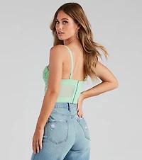 Gleam And Glow Rhinestone Pearl Bustier