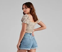 Spotted You Tie-Front Crop Top