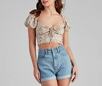Spotted You Tie-Front Crop Top