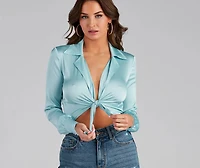 Satin Chic Tie-Front Bodysuit