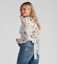 Floral Romance Chiffon Surplice Top