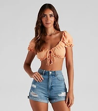Lovely Day Peasant Crop Top