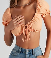 Lovely Day Peasant Crop Top