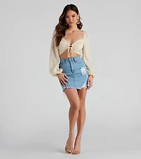 Silky Splendor Tie-Front Crop Top