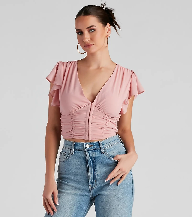 Major Flirt Ruched Chiffon Blouse