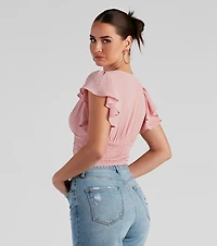 Major Flirt Ruched Chiffon Blouse