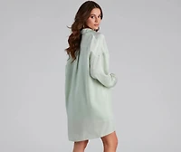 Weekend Chic Satin Button-Front Tunic