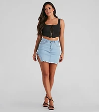 All Day Play Lace-Up Tank Crop Top