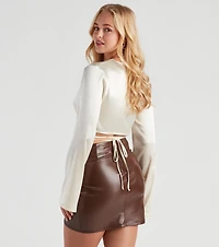 Smooth Order Satin Wrap Tie Top