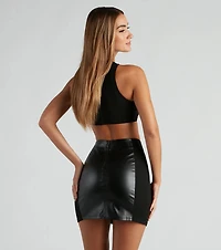 Irresistible Babe Faux Leather Crop Top