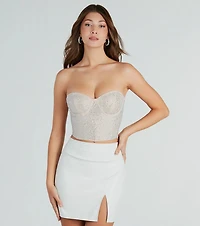 Surprise Guest Rhinestone Glitter Tulle Bustier