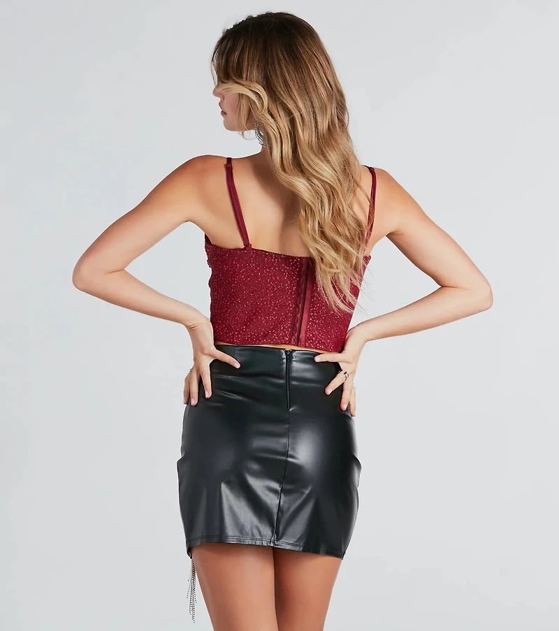 Surprise Guest Rhinestone Glitter Tulle Bustier