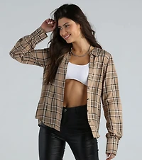 Days Plaid Button Down Shirt Top