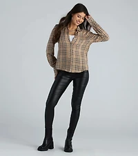 Days Plaid Button Down Shirt Top