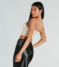 Easily Darling Satin Floral Jacquard Bustier