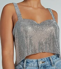 She's So Dazzling Sequin Chainmail Tank Top