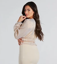 Luxurious Shimmer Metallic One-Shoulder Top