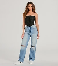 Show Stopper Strapless Lace Beaded Corset Top