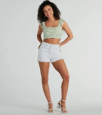 Flirty Aurora Ruffle Lace Crop Top