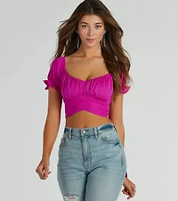 Distinct Cutie Tie-Back Chiffon Crop Top