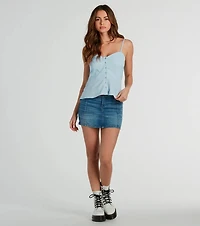 Sweet Admiration Button Peplum Tank Top