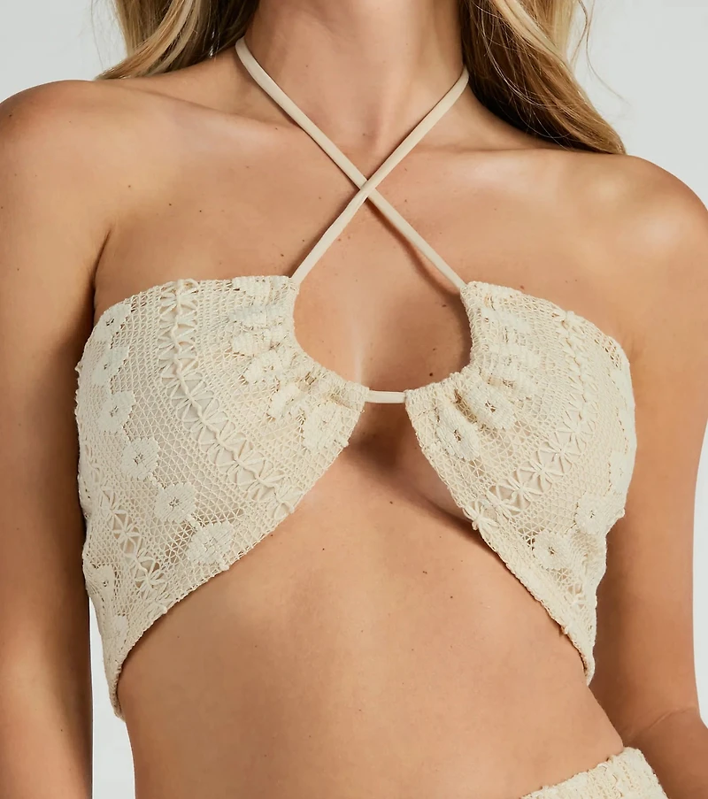 Sunshine Livin' Halter Crochet Crop Top