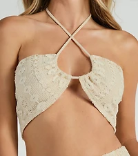 Sunshine Livin' Halter Crochet Crop Top