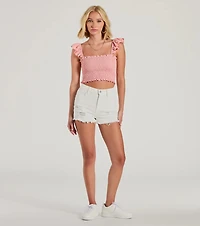 Pretty Darling Sleeveless Smocked Crop Top