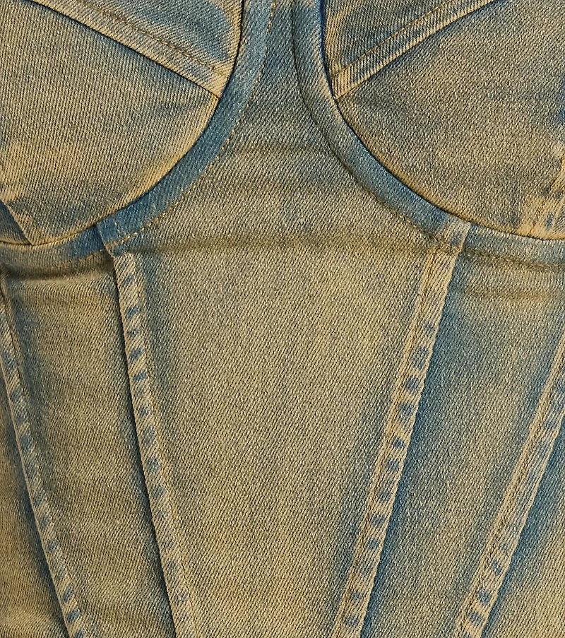 Vintage Vibes Strapless Lace-Up Denim Corset Top