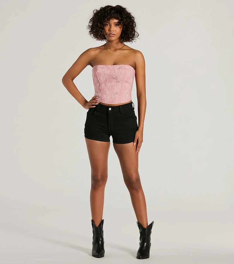 Cute Country Look Western Faux Leather Corset Top