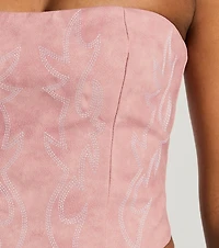 Cute Country Look Western Faux Leather Corset Top