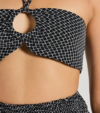 All Set Up Geometric Bandeau Halter Crop Top