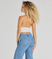 Sultry Trend Buckle Strap Halter Crop Top
