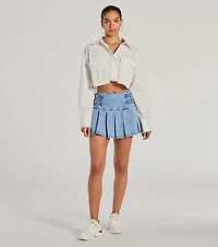 Officially Cute Long Sleeve Button Down Crop Top