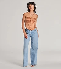 Looking Fine Strapless Satin Corset Top