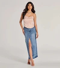 Looking Fine Strapless Satin Corset Top