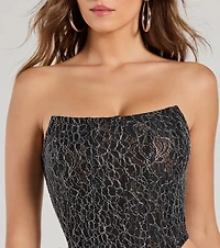 Sultry Shimmer Lurex Lace Strapless Corset Top