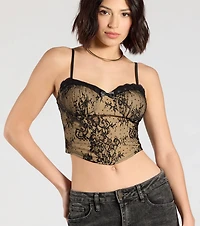 Daring Sparkle Rhinestone Lace Bustier