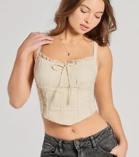 Delicately Femme Lace Trim Corset Top
