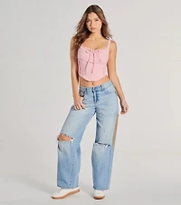 Delicately Femme Lace Trim Corset Top