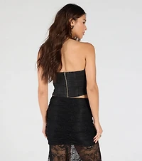 Trendy Style Lace-Up Denim Corset Top