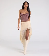 Vintage Vibes Strapless Lace-Up Denim Corset Top