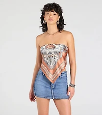 Sun Soaked Cutie Satin Scarf Top