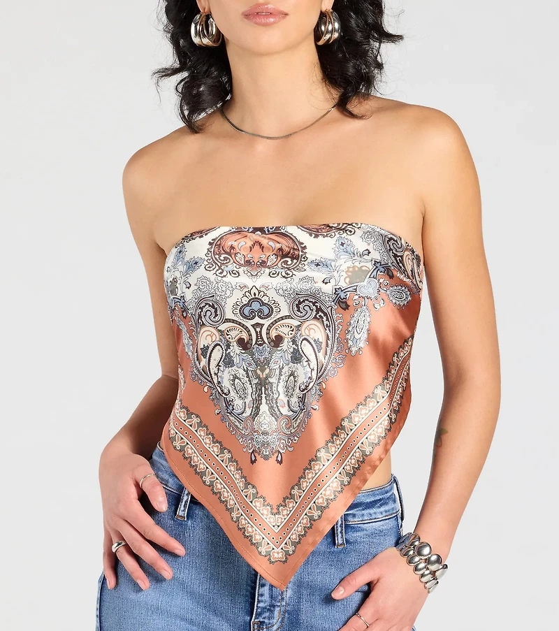 Sun Soaked Cutie Satin Scarf Top