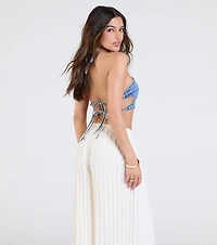 Western Star Halter Studded Denim Crop Top