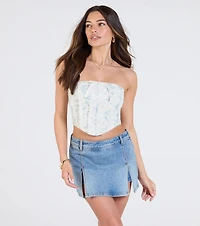 Floral Attitude Lace Trim Corset Top